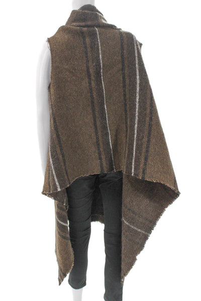 Isabel Marant Women Brown Plaid Virgin Wool Sleeveless Vest Size 38