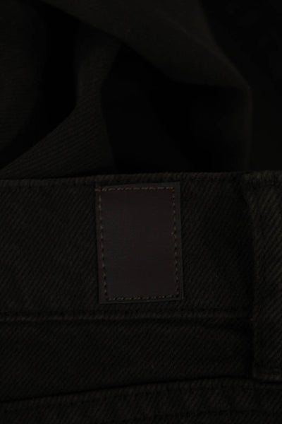 Zara Women Straight Jeans Brown High Rise 28 Inseam 100% Cotton Button Size 6
