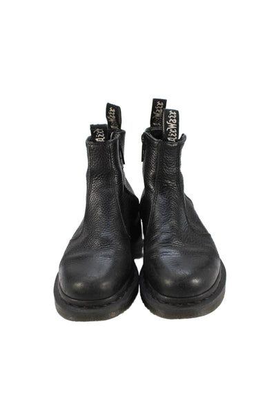 Dr. Martens Womens Pebbled Leather Zip Up Ankle Boots Black Size 6