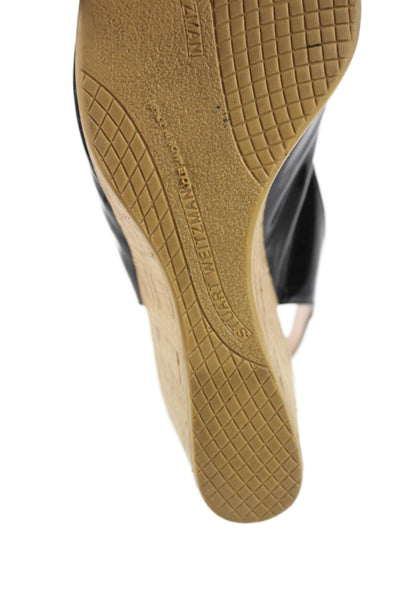 Stuart Weitzman Womens Peep Toe Cork Slingbacks Wedge Pumps Size 8 Medium