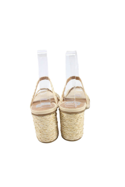 Dolce Vita Womens Straw Woven Minnee Sandal Heels Beige Size 7.5