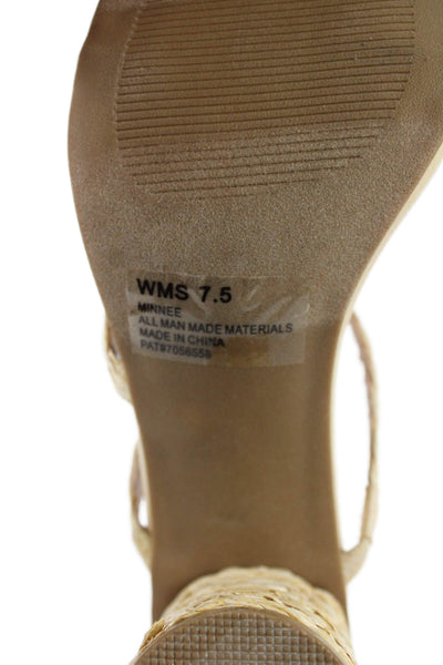 Dolce Vita Womens Straw Woven Minnee Sandal Heels Beige Size 7.5