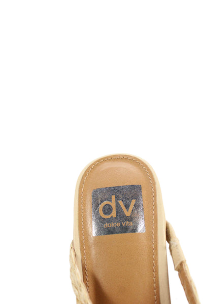 Dolce Vita Womens Straw Woven Minnee Sandal Heels Beige Size 7.5