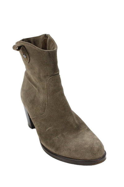 C La Canadienne Womens Suede Zip Up Ankle Boots Brown Size 10 Medium