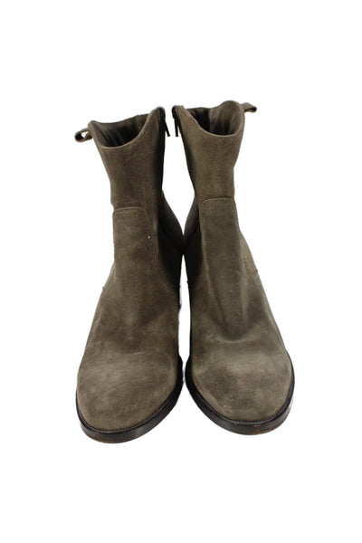 C La Canadienne Womens Suede Zip Up Ankle Boots Brown Size 10 Medium