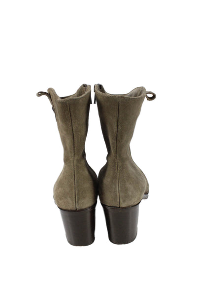 C La Canadienne Womens Suede Zip Up Ankle Boots Brown Size 10 Medium