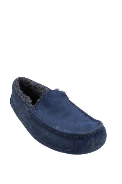 Ugg Mens Shearling Slide On Slippers Navy Blue Size 17