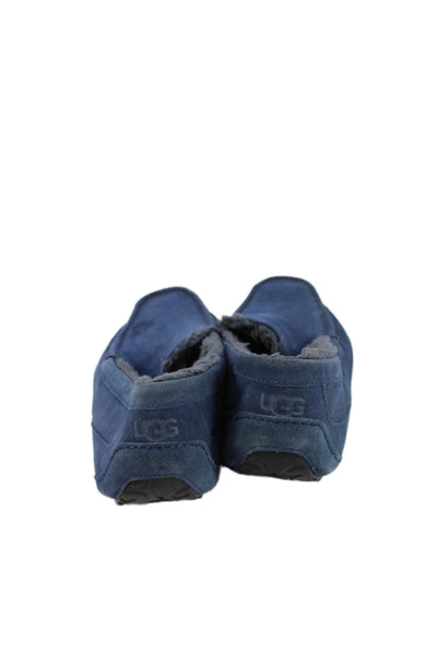 Ugg Mens Shearling Slide On Slippers Navy Blue Size 17
