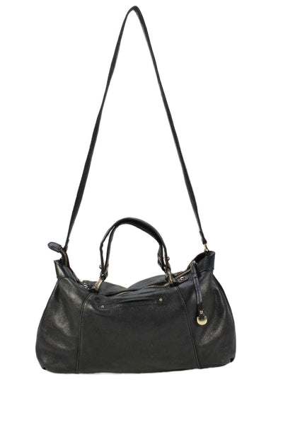 B Makowsky Womens Leather Gold Tone Flap Crossbody Shoulder Handbag Black
