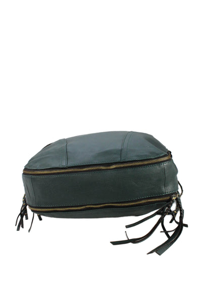 Oryani Womens Leather Whipstitch Shoulder Handbag Forest Green