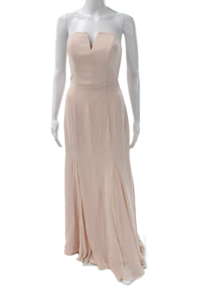 White by Vera Wang Women Maxi Pink V-Neck Sleeveless Zip Polyester Dress Size 0
