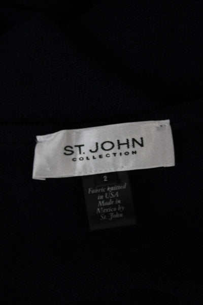 St. John Collection Women Sheath Dress Blue Wool Scoop Neck Short Sleeve Size 2