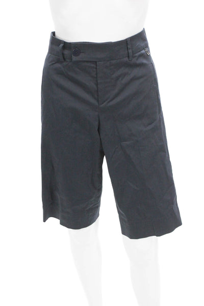 Bogner Womens Bermuda Cotton Solid Blue Shorts Button Size 4