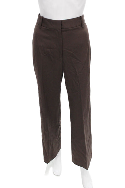 Nili Lotan Women Brown Dress Pants Virgin Wool Zip Size 2