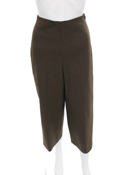 Vince Womens Cropped Wool Pants Brown Button Closure Size 4