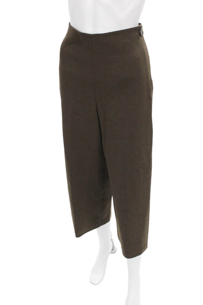 Vince Womens Cropped Wool Pants Brown Button Closure Size 4
