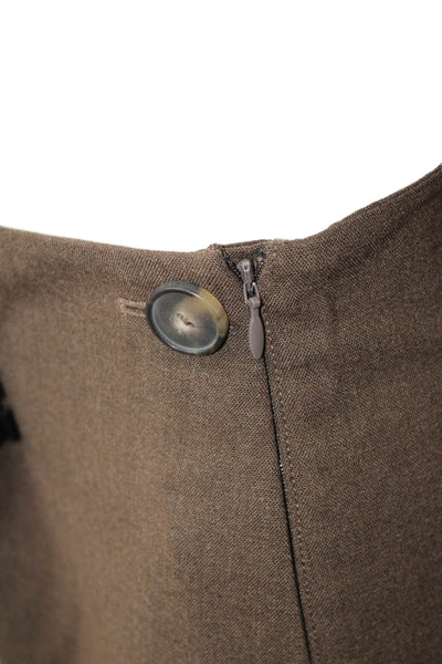 Vince Womens Cropped Wool Pants Brown Button Closure Size 4