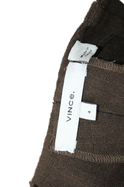 Vince Womens Cropped Wool Pants Brown Button Closure Size 4