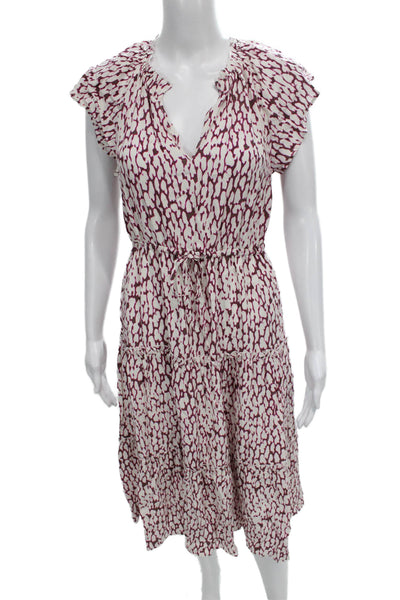 Rails Womens Fit & Flare Pink Rayon V Neck Knee Short Sleeve Dress Size XS