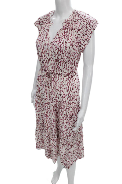 Rails Womens Fit & Flare Pink Rayon V Neck Knee Short Sleeve Dress Size XS
