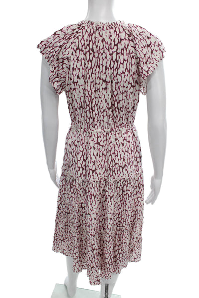 Rails Womens Fit & Flare Pink Rayon V Neck Knee Short Sleeve Dress Size XS
