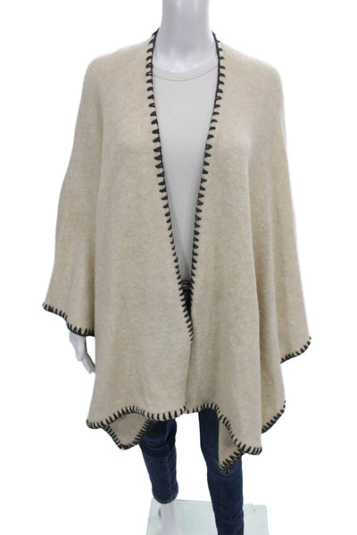 Alice + Olivia Womens Cape Sweater V Neck Beige Nylon Size One Size