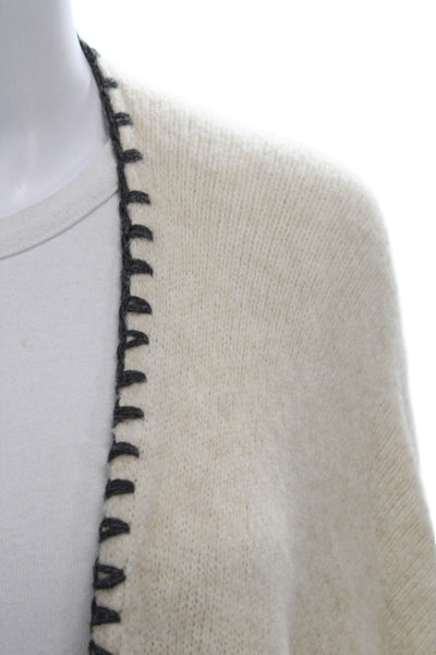 Alice + Olivia Womens Cape Sweater V Neck Beige Nylon Size One Size