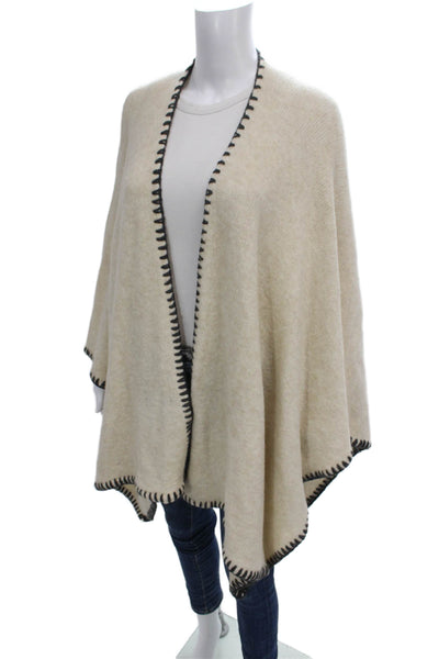 Alice + Olivia Womens Cape Sweater V Neck Beige Nylon Size One Size