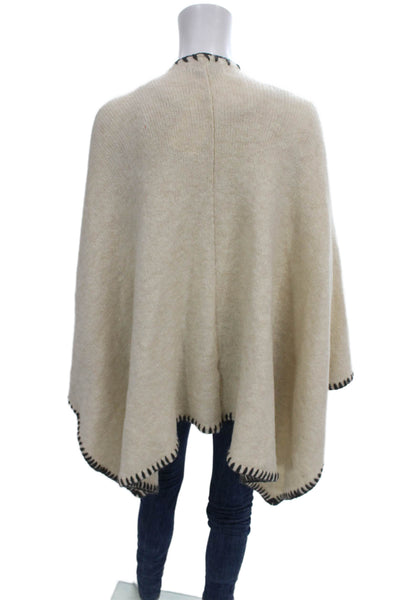 Alice + Olivia Womens Cape Sweater V Neck Beige Nylon Size One Size