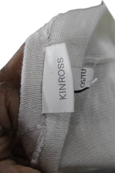 Kinross Women Kimono White Linen Striped V-Neck 3/4 Sleeve Size One Size