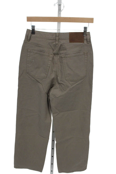 Rowan Womens Chino Pants Brown Button Inseam 26 Size 27
