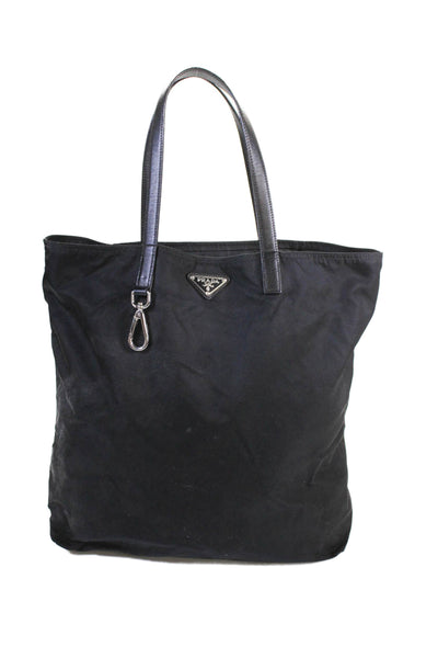 Prada Unisex Adults Solid Top Handle Handbag Tote Bag Black