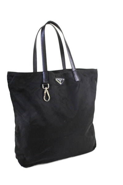 Prada Unisex Adults Solid Top Handle Handbag Tote Bag Black