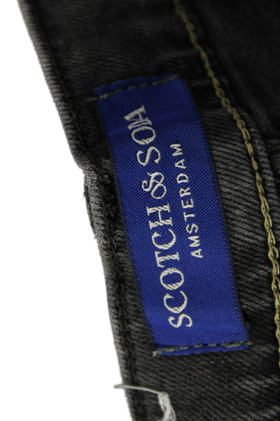 Scotch & Soda Mens Black Tapered Cotton Jeans Size 32
