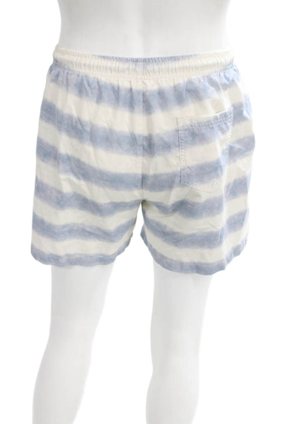 Zara Men's Bermuda Shorts Blue Striped Polyester Drawstring Size M