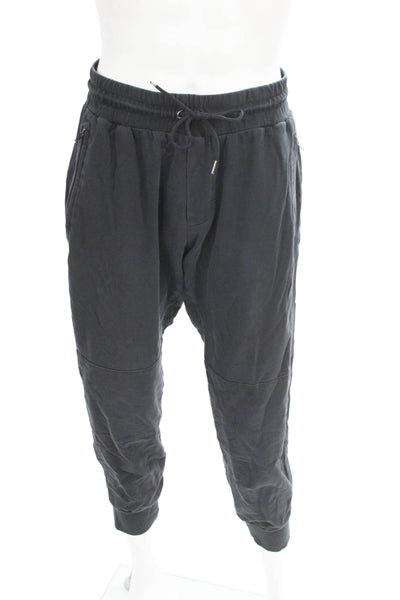 Swet Tailor Mens Black Joggers Drawstring Cotton Spandex Size XL