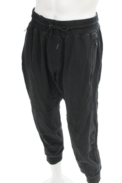 Swet Tailor Mens Black Joggers Drawstring Cotton Spandex Size XL