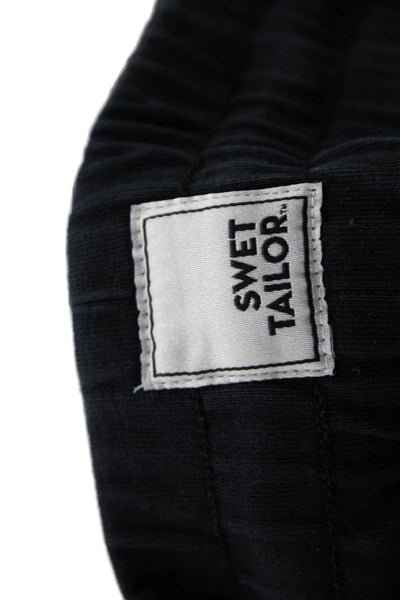 Swet Tailor Mens Black Joggers Drawstring Cotton Spandex Size XL