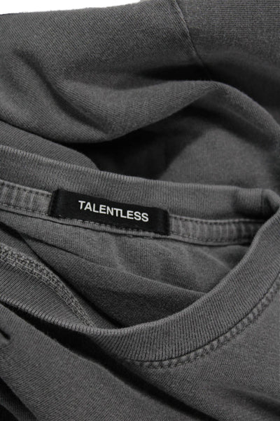 Talentless Men Basic Gray Crew Neck Cotton Blend Short Sleeve T-Shirt Size M