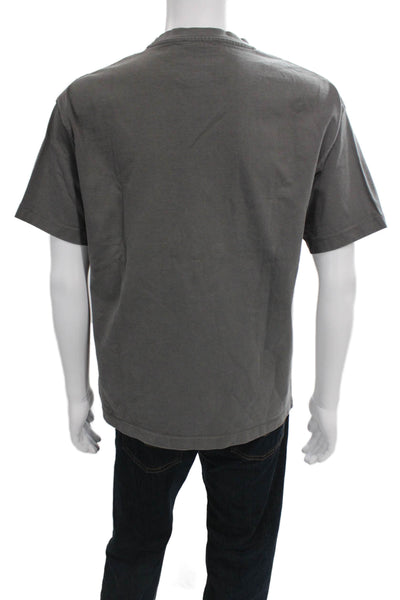 Zara Mens Basic Gray Cotton Blend Crew Neck Short Sleeve T-Shirt Size L