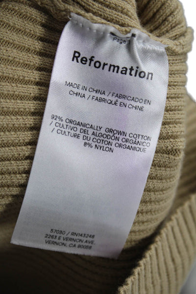 Reformation Womens Cardigan Beige V-Neck Sleeveless Organic Cotton Size XS