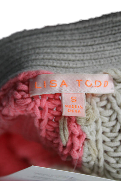 Lisa Todd Womens Cardigan V-Neck Long Sleeve Multicolor Pink 60% Cotton Size S