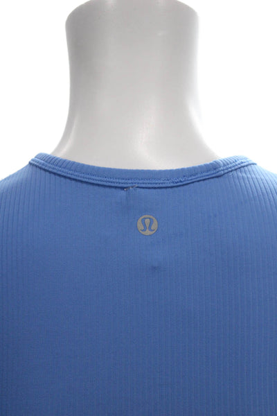 Lululemon Womens Cropped Short Sleeve Round Neck Blue Size S