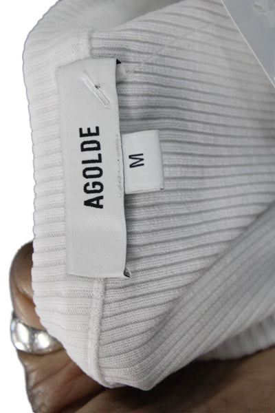 Agolde Women Basic Sleeveless Scoop Neck Tank White Cotton Blend Size M