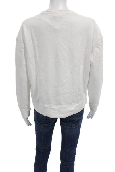 Universal Thread Womens Pullover Crew Neck Cotton White Long Sleeve Size M