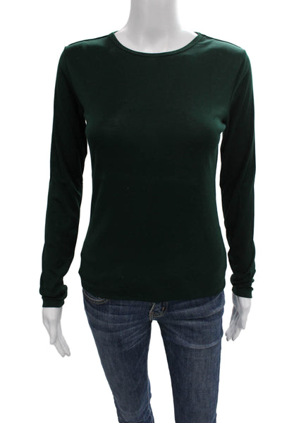 Ralph Lauren Black Label Women Basic Green Cotton Long Sleeve T-Shirt Size M