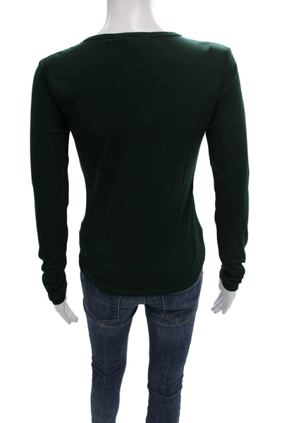 Ralph Lauren Black Label Women Basic Green Cotton Long Sleeve T-Shirt Size M