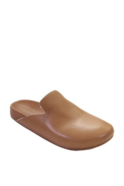J Crew Womens Slip On Round Toe Leather Mules Loafers Brown Size 9.5