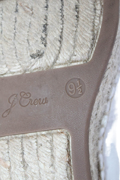 J Crew Womens Leather Cap Toe Ankle Strap Espadrilles Loafers White Black 9.5