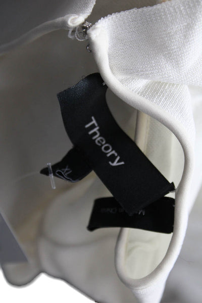 Theory Women Basic Rayon Round Neck Long Sleeve Blouse Ivory Size XL